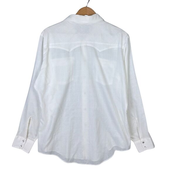 Levi Strauss Co Western Snap Front Shirt Mens Large White Plaid Pearl Snaps‎ - Picture 3 of 7